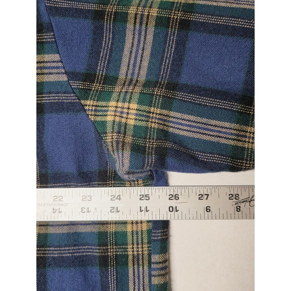 Back Packer Flannel Shirt Long Sleeve Plaid Button Up‎ Acrylic XL Blue Green - Picture 5 of 6